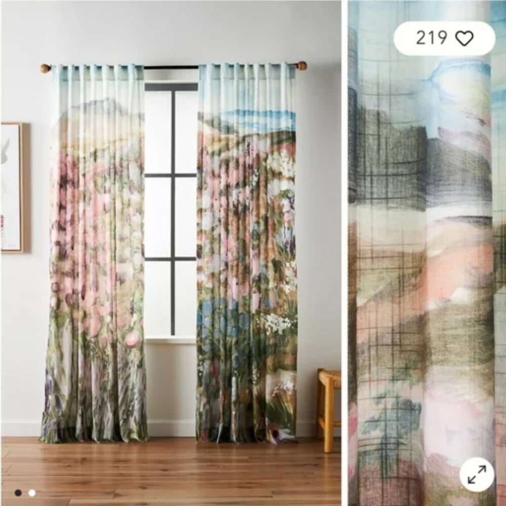 Two Anthropologie Louise Landscape Mural Curtains Drapes Pair